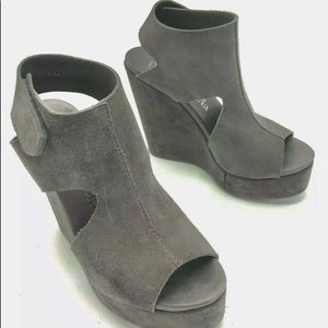 PEDRO GARCIA 👀 Espana Terence Grey Suede Wedges 8